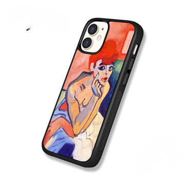 Creative Oil Painting Lady iPhone Case – Full Cover Soft Edge Design