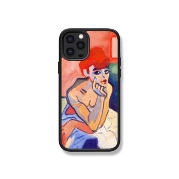 Creative Oil Painting Lady iPhone Case – Full Cover Soft Edge Design